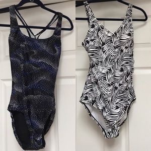 Bundle Lot of 2 Speedo Bathing Swim Suits Size 10
